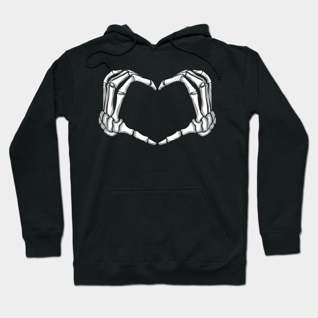 Skeleton Hands forming Heart I love Halloween Hoodie by SinBle